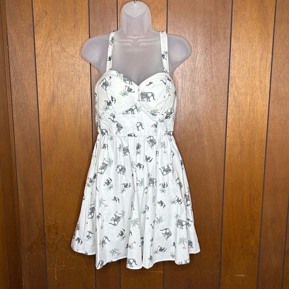 Bailey Blue Dress M‎ Elephant Palm Sundress Sweetheart Cottage Tropical Boho